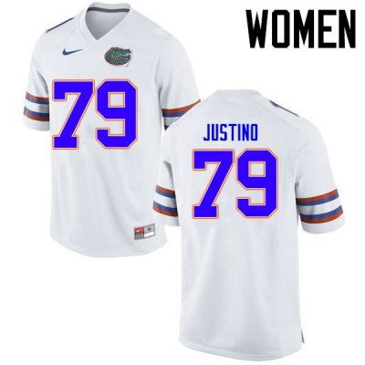 Women's Florida Gators #79 Daniel Justino NCAA Nike White Authentic Stitched College Football Jersey MXI8362ZH